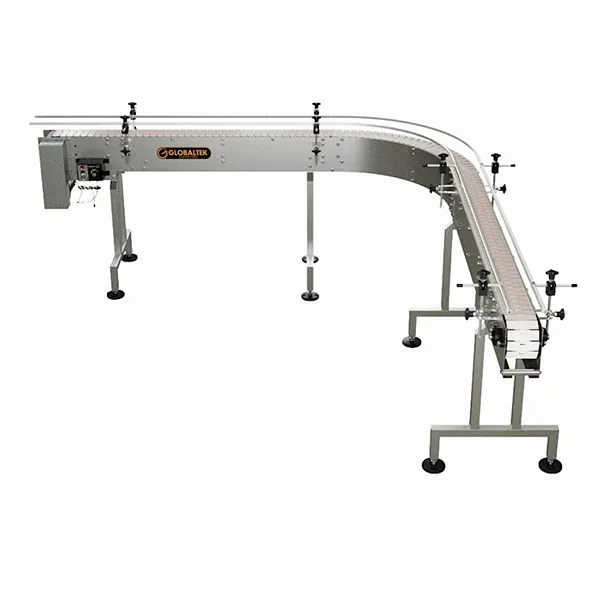 GLOBALTEK Stainless Steel 90 Degrees L-Shape Conveyor Line System - 4.5 Inches Width