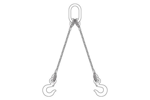 TWO-LEG BRIDLE SLING WITH OVAL LINK AND HOOKS