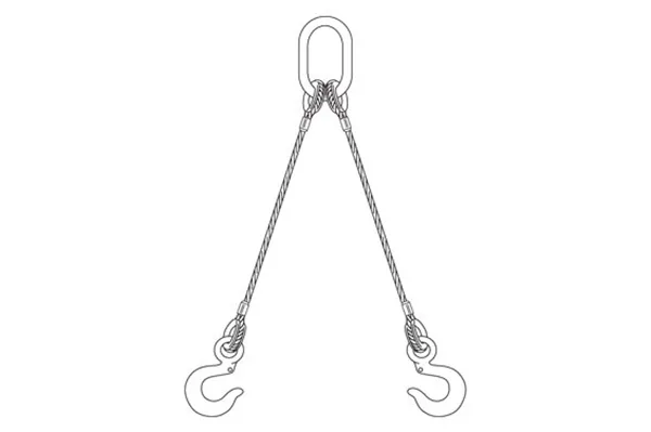 TWO-LEG BRIDLE SLING WITH OVAL LINK AND HOOKS