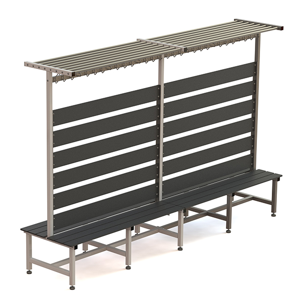 Slatted Locker Bench with Hat Stand